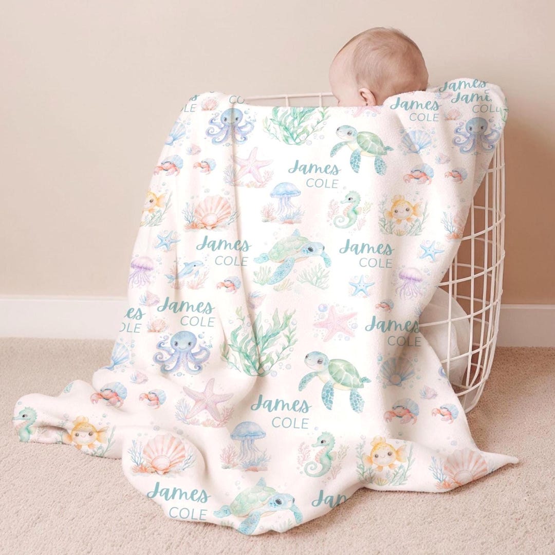 Under the Sea Blanket Gift for Baby Ocean Theme Nursery Decor Neutral ...