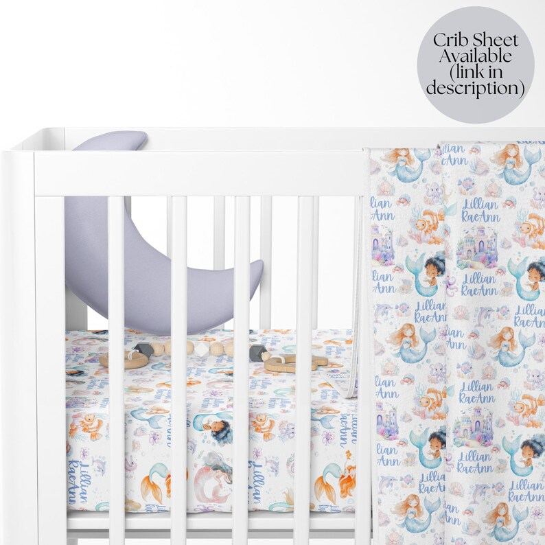 Mermaid Party Keepsake gift for girl’s first birthday, personalized soft blanket for mermaid-themed celebrations.
