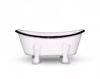 NEW Ceramic Clawfoot Bathtub Bar Soap Dish Holder for Bathroom Shower W Drainer 
