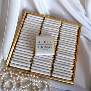 Personalized Wedding Chocolate Favors: Gold & Silver Foil, 50 Pcs