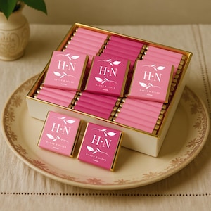 50 Pcs Wedding Chocolate Favors: Personalized Gold & Silver Chocolate