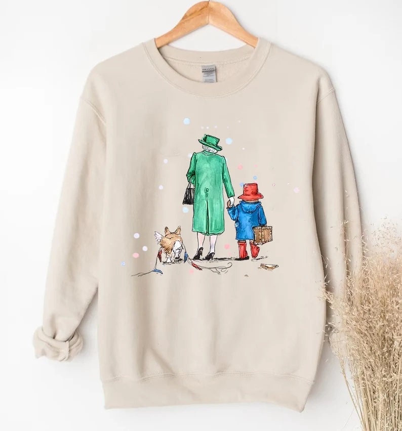 Queen Elizabeth and Paddington Bear Sweatshirt, Queen's Platinum Jubilee Shirt, Queen Elizabeth