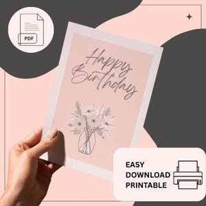 Tarjeta de cumpleaños con flores para ella, flores y tarjetas de cumpleaños imprimibles, tarjeta de feliz cumpleaños, tarjeta de cumpleaños con flores, tarjeta de feliz cumpleaños con flores