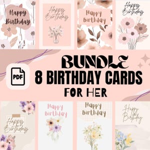 Pacote com 8 cartões de aniversário, feliz aniversário, cartões de aniversário variados, sortimento de cartões de aniversário, cartão de aniversário floral, cartão de felicitações
