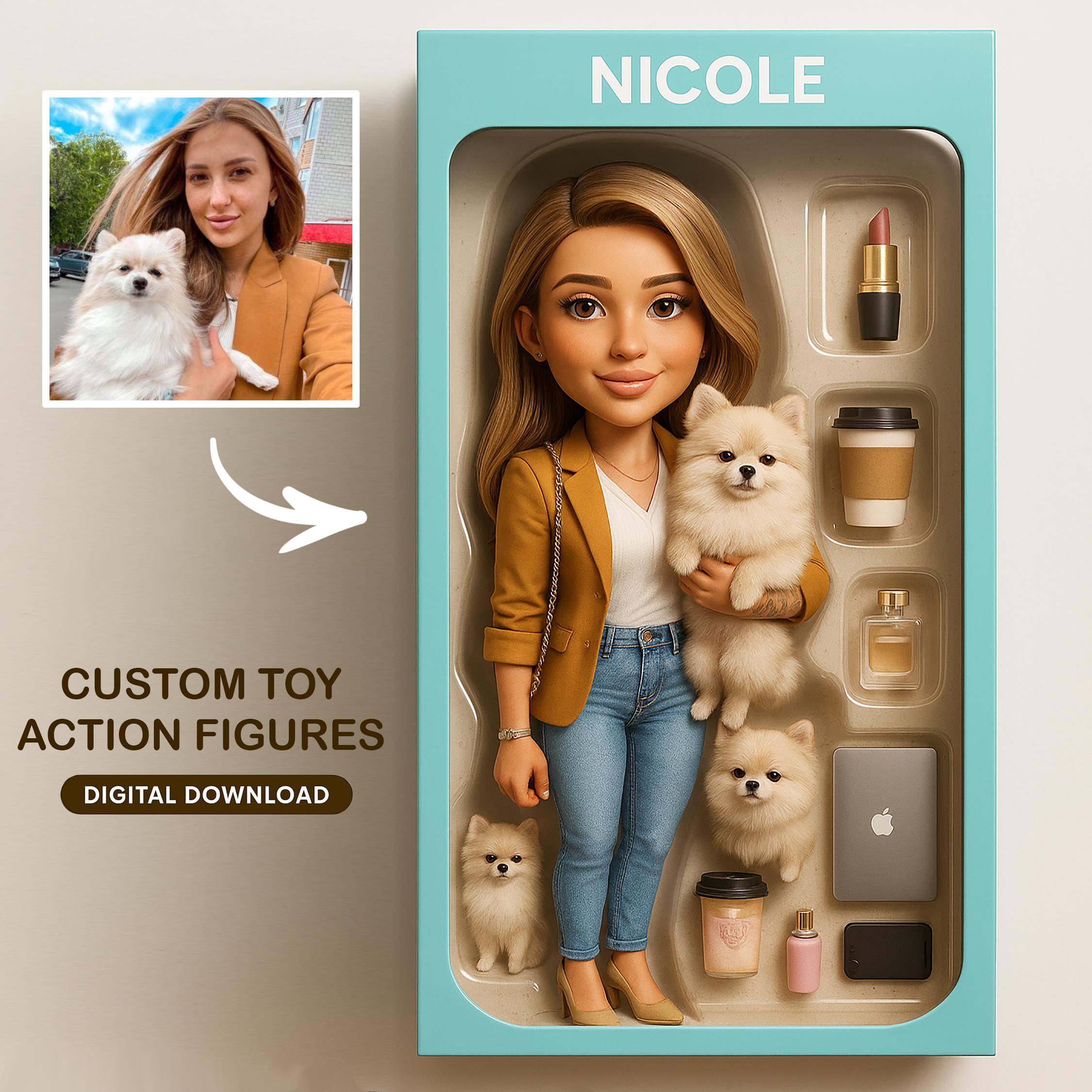 Custom Pixar Action Figure Portrait, Personalized Toy Box Art, Custom Toy Figure Art, Custom Mother's Day, Trending Action Figure Gift