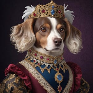 Ritratto di animale domestico reale, dipinto a olio personalizzato su tela, regalo personalizzato per animali domestici, arte per animali domestici di re e regina, dipinto rinascimentale per animali domestici
