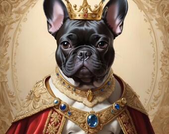 Renaissance Royal Pet Portrait, Custom Oil Painting on Canvas