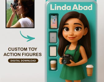 Custom Toy Figure Art, Personalized Pixar Action Figure Portrait, Unique Toy Box Illustration for Mother’s Day & Gifts
