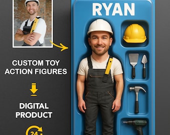 Turn Photo into Action Figure – Custom Digital Toy Box Portrait – Unique Gift for Men Women – Humorous Art Download