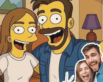 Custom Simpson Family Portrait, Simpson Couple Portrait, Custom Simpsons Couch, Simpson Gift For Him, Simpson Gift For Her, Simpson Art