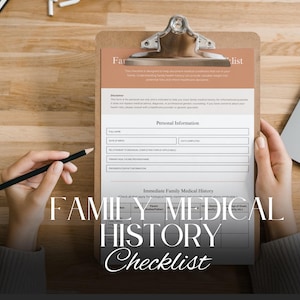 Family Medical History Checklist | 5-Page Printable PDF for Health Tracking & Risk Awareness