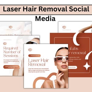 Laser-Haarabbau Social Media Post | Bearbeitbare Canva-Vorlage zur Förderung von Dienstleistungen, Sonderangeboten und Kundenempfehlungen | Digitaler Download
