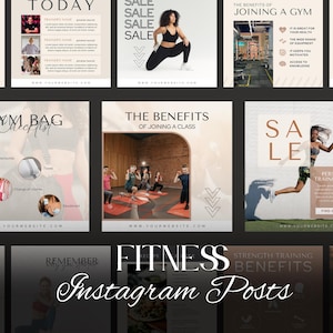 Fitness Instagram Post Templates | 50 Editable Canva Templates for Trainers, Gyms & Coaches | Workout Social Media Kit