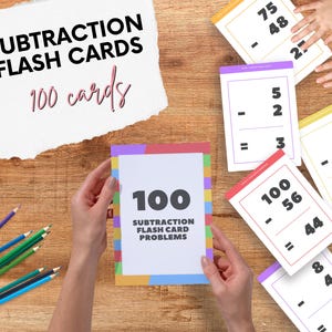 Math Made Easy: 100 Subtraction Flash Cards - Printable PDF for Learning
