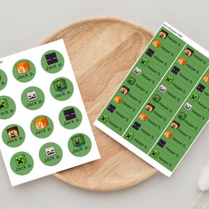 Minecraft-Inspired School Label Bundle | 100+ Printable & Editable Name Tag Templates | Canva Link Included | Compatible with Avery Labels