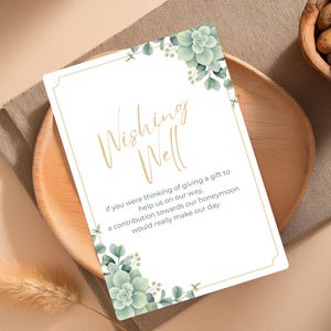 Paquete de tarjetas de suculentas para el pozo de los deseos / 17 plantillas editables de texto para bodas
