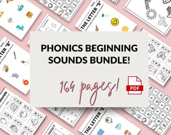 Phonics Beginning Sounds Bundle | 164 Pages | Printable PDF | Alphabet, Phonics & Sign Language Worksheets