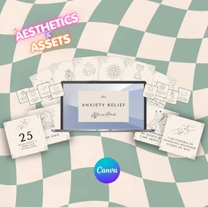 Cartes d'affirmation « Anxiété et sérénité » – Modèle Canva