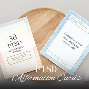Tarjetas de afirmaciones para el TEPT / Plantilla imprimible en PDF y Canva / 30 afirmaciones basadas en el trauma para la sanación y la recuperación