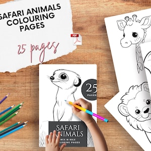 Safari Animals Colouring Pages | 25 Printable PDF Pages | Jungle and Wildlife Art for Kids and Adults