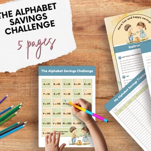 Alphabet Savings Challenge for Kids | 5-Page PDF Download | Fun Money Tracker Activity