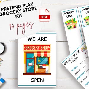 Pretend Play Grocery Store Kit | Printable PDF | Dramatic Play Market Set for Kids | Cashier & Shopping Role Play