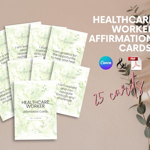 Cartes d'affirmation des travailleurs de la santé | Modèle imprimable PDF et Canva | Soutien en santé mentale pour les infirmières et le personnel