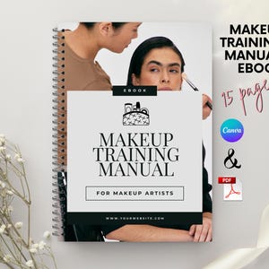Manual de formación para maquilladores: Guía para principiantes y profesionales (Plantilla Canva + PDF)