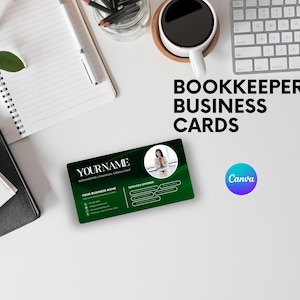Visitekaartje boekhouder | Alleen canvassjabloon | Bewerkbaar professioneel ontwerp voor financiën en boekhouding