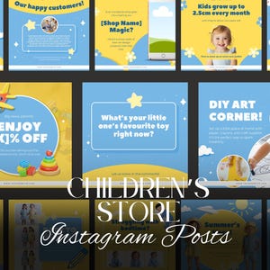 Children’s Store Social Media Canva Templates | 20 Post Bundle for Kids Fashion, Toy Shops & Boutiques | Editable PDF Download