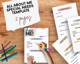 All About Me Special Needs Template | 5-Page Printable PDF for Kids | Editable & Inclusive