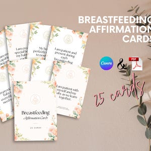 Tarjetas de afirmación sobre la lactancia materna / Plantilla imprimible en PDF y Canva / Apoyo posparto para nuevas mamás