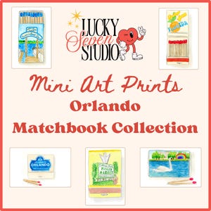 Orlando Mini Art Prints | Vintage Matchbook Style Watercolor | Orlando Wall Art | Florida Souvenir | Orlando Art Print| Matchbook Art