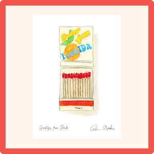 Florida Mini Art Print | Vintage Matchbook Style Watercolor | Orlando Wall Art | Florida Souvenir | Mini Art Print | Orlando Art Print