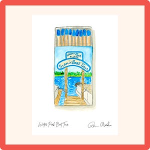 Winter Park Scenic Boat Tour Mini Art Print | Vintage Matchbook Style Watercolor | Orlando Wall Art | Florida Souvenir | Orlando Art Print