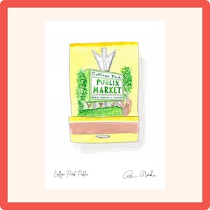 College Park Publix Mini Art Print | Vintage Matchbook Style Watercolor | Orlando Wall Art | Florida Souvenir | Orlando Art Print