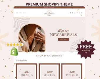 Boho Shopify Theme | Easy to Customize Website Template in Beige & Brown | FREE Templates and Branding Kit