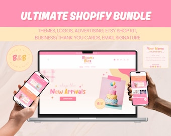 Shopify Theme Mega Bundle | Feminine Branding Kit | Pink Shopify Template | Web Design for Entrepreneurs