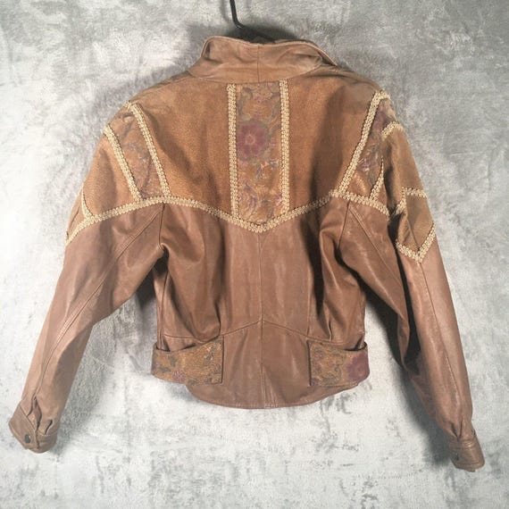 Vintage Suzie's Fashions 90s Leather Decorative Bomber Jacket