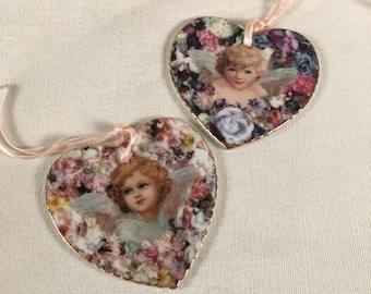 Vtg 1996 Bradford Editions Heavenly Hearts Ornaments Humility & Innocence