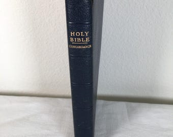 Vtg 1950s Holy Bible KVJ Oxford University Press Compact Blue Leather