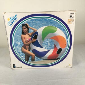 Vtg 1996 Intex The Wet Set Color Whirl Inflatable Tube with Handles 48&quot; Open Box