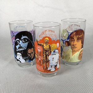Set of 3 Vintage 1977 Star Wars Burger King Limited Edition Drinking Glasses