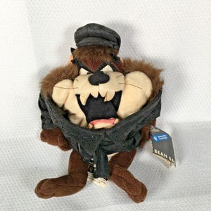 Vtg 1998 Warner Bros Studios Bean Bag Plush Taz Tasmanian Devil Motorcycle Taz