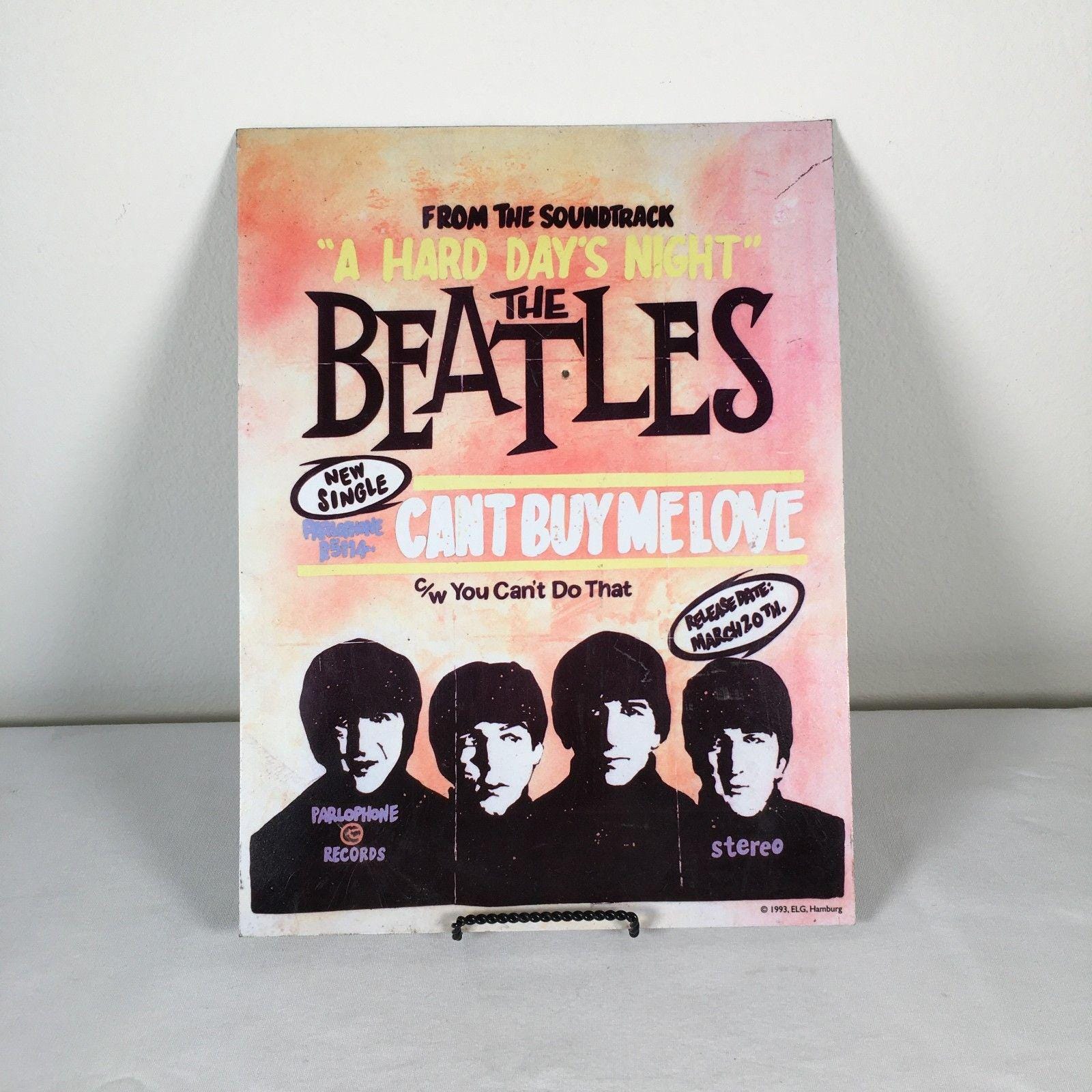 Vtg 1993 the Beatles A Hard Day's Night Metal Sign Wall Decor Man
