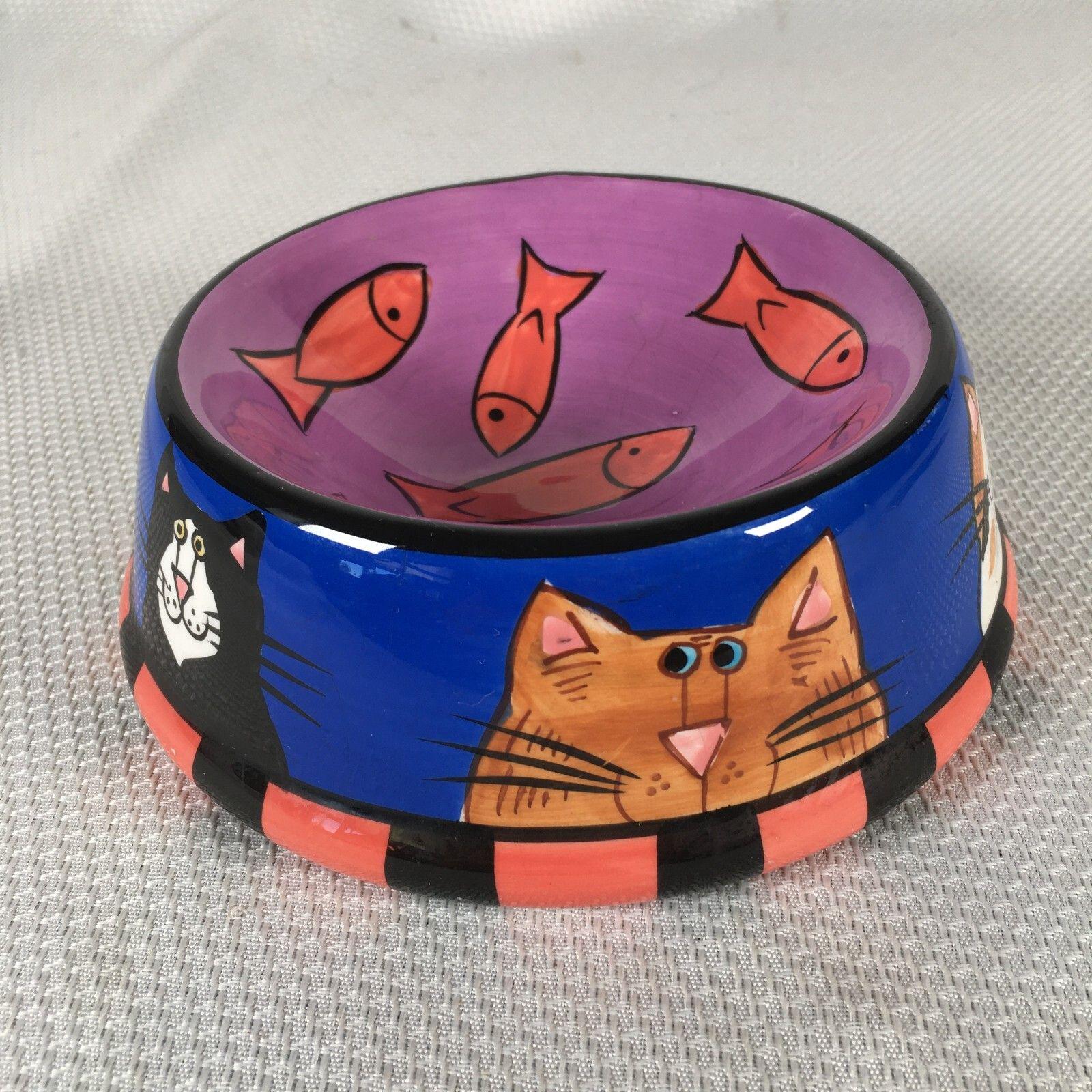 Vintage 2001 Catzilla Ceramic Cat Dish by Candice Reiter Cats Fish