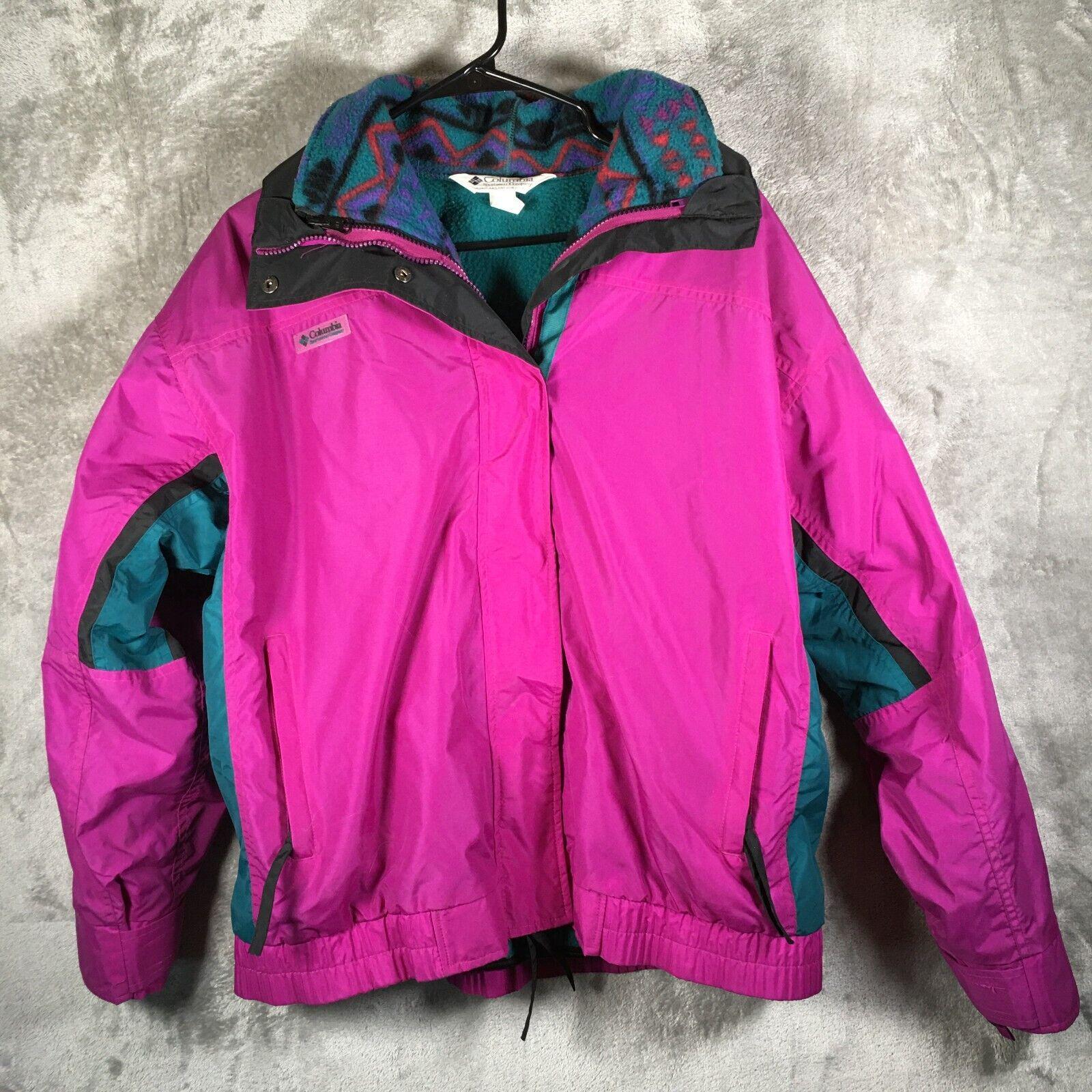 Vtg Columbia Bugaboo Women's 2 in 1 Jacket Purple Teal Aztec Size