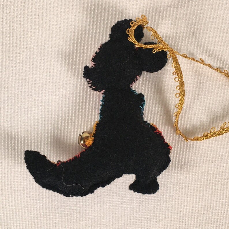 Vtg Handmade Disney Felt Stitched Beaded Minnie Mouse in Shoe Christmas Ornament image 6