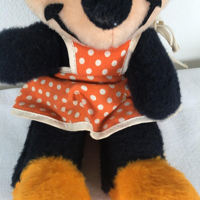 VTG Walt Disney Charaktere Minnie Maus 14"Plüsch Orange Polka Dot Kleid und Schleife Bild 4