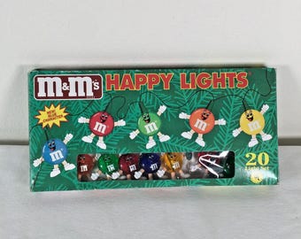 Juego de 20 luces LED M&M Happy Lights vintage con caramelos multicolores. Completo y probado.